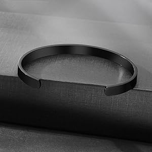 Black stainless steel bracelet, mens stainless steel bracelet