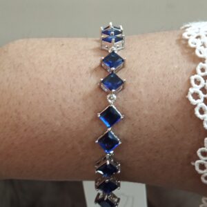 sterling silver bracelet fashion jewelry blue crysta(Women)