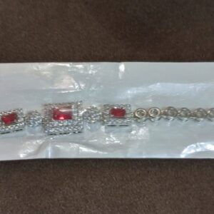 Elegant Red And White Zircon Stone Bracelet