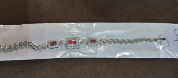 Elegant Red And White Zircon Stone Bracelet