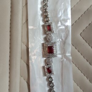 Elegant Red And White Zircon Stone Bracelet