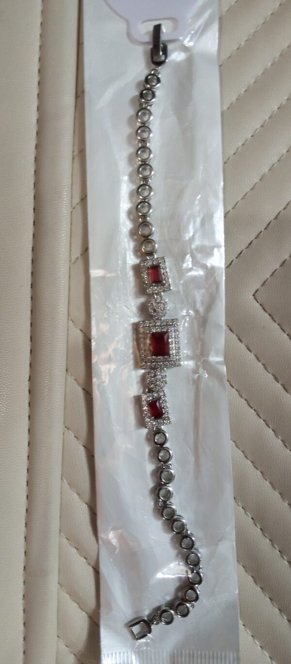 Elegant Red And White Zircon Stone Bracelet