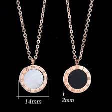 Uzone Exquisite Gold Roman Numerals Pendant Necklaces For Women Girls Round Stainless Steel Resin Necklace Bijoux