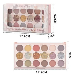 Miss Rose 12 Color Eyeshadow & 6 Color Glitter (Mini)