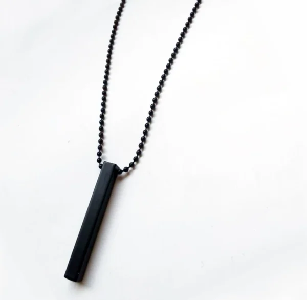 Pure Stainless Steel Black Vertical Bar Necklace/Locket/Chain for Men/Boys